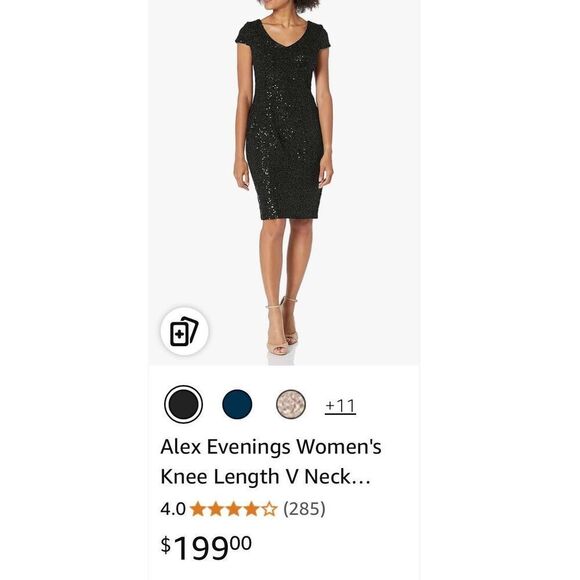 Alex Evenings Women's Knee Length V Neck Cocktail Dress - 4 - Picture 10 of 10
